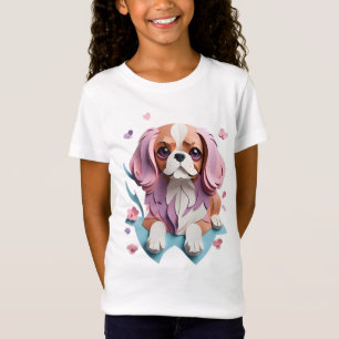 Camiseta Cavalier King Charles Flowers Papel Cortando Arte