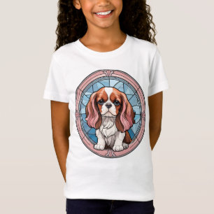 Camiseta Cavalier King Charles Pastel Cor de Rosa Vidro Est