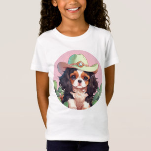 Camiseta Cavalier King Charles pastel rosa cowboy