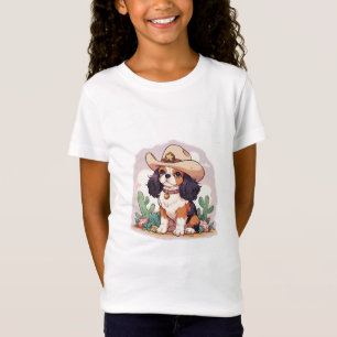 Camiseta Cavalier King Charles pastel rosa cowboy