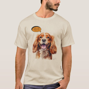 Camiseta Cavalier King Charles Spaniel Alegre em Aquarela