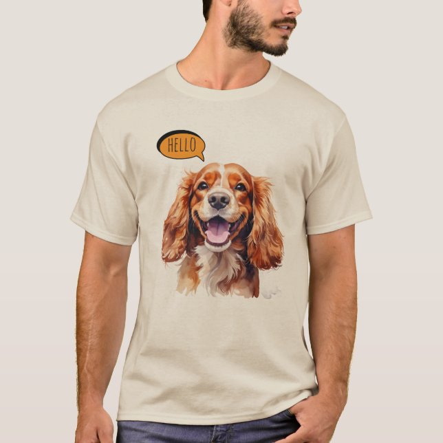 Camiseta Cavalier King Charles Spaniel Alegre em Aquarela (Frente)