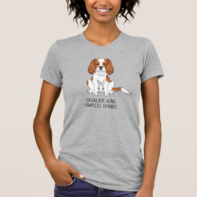 Camiseta Cavalier King Charles Spaniel Blenheim Cão & Texto (Frente)