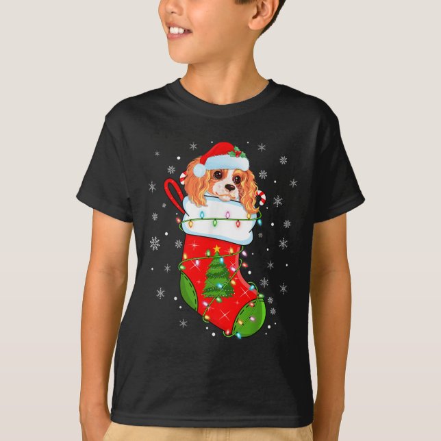 Camiseta Cavalier King Charles Spaniel Cachorro De Natal (Frente)