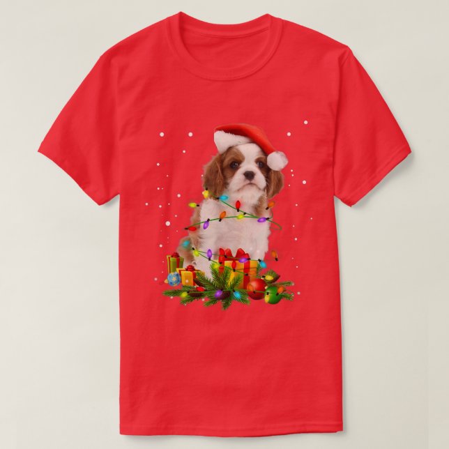 Camiseta Cavalier King Charles Spaniel Christmas Lights Xma (Frente do Design)