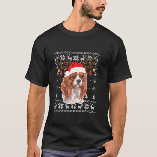 Camiseta Cavalier King Charles Spaniel Christmas Reindeer P (Frente)