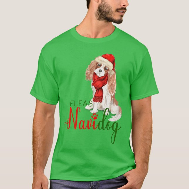 Camiseta Cavalier King Charles Spaniel Fleas Navidog (Frente)