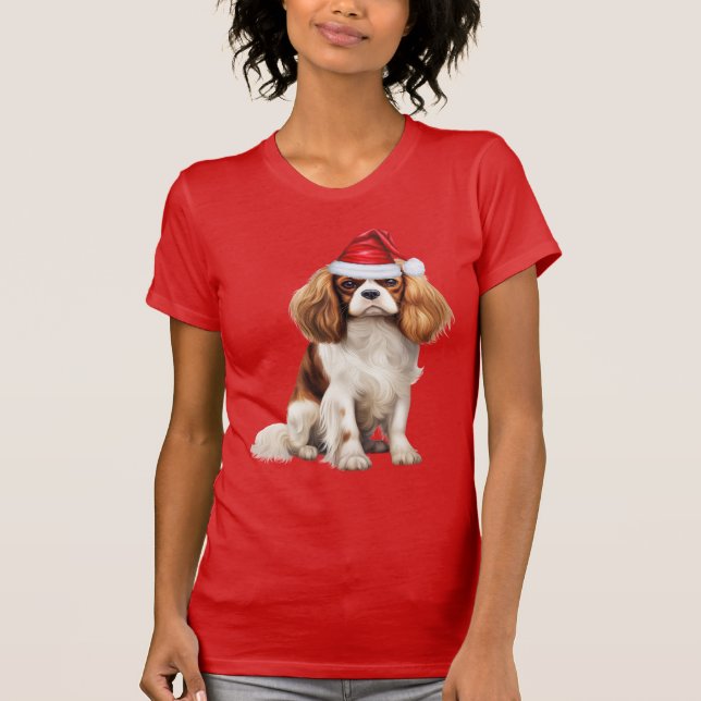 Camiseta Cavalier King Charles Spaniel Funny Cog de Natal (Frente)