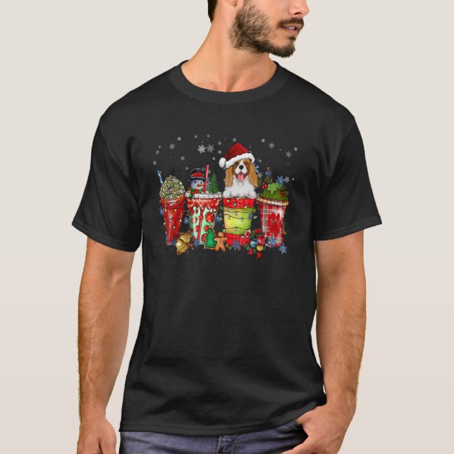 Camiseta Cavalier King Charles Spaniel Iced Latte Snowmen S (Frente)