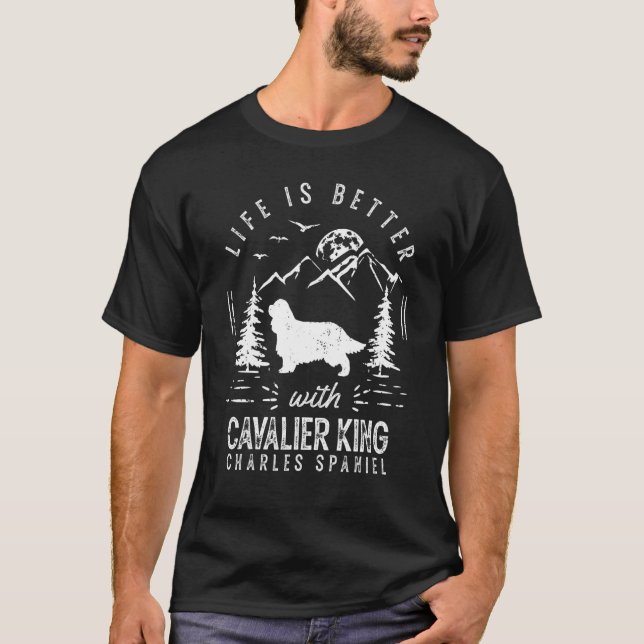 Camiseta Cavalier King Charles Spaniel Life Melhor Pai Mãe (Frente)