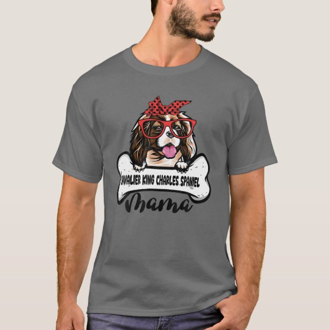 Camiseta Cavalier King Charles Spaniel Mama Dia de as mães  (Frente)