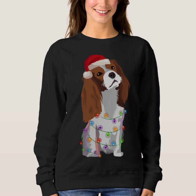Camiseta Cavalier King Charles Spaniel Natal Luzes Xma (Frente)