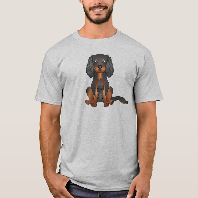 Camiseta Cavalier King Charles Spaniel Preto e Castanho (Frente)