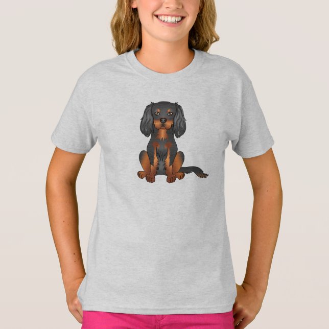 Camiseta Cavalier King Charles Spaniel Preto e Castanho (Frente)
