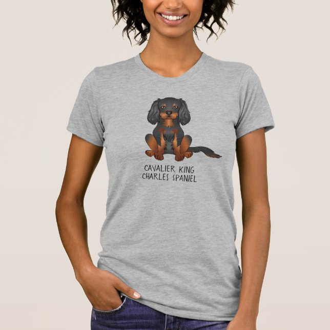 Camiseta Cavalier King Charles Spaniel Preto e Castanho & T (Frente)
