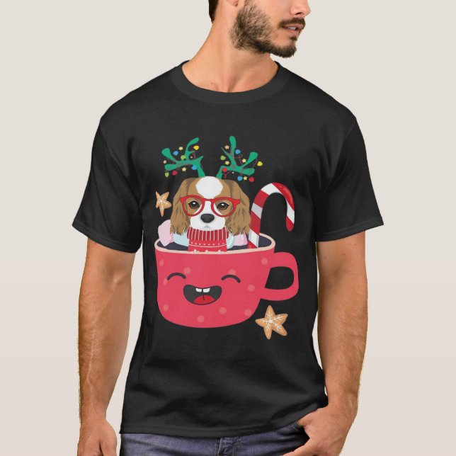 Camiseta Cavalier King Charles Spaniel Teacup Natal Férias  (Frente)