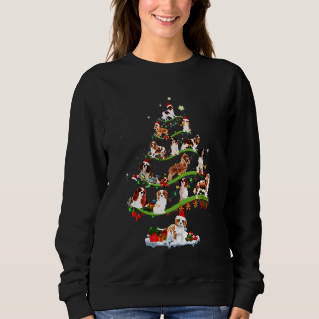 Camiseta Cavalier King Charles Spaniel Tree Christmas Candy (Frente)