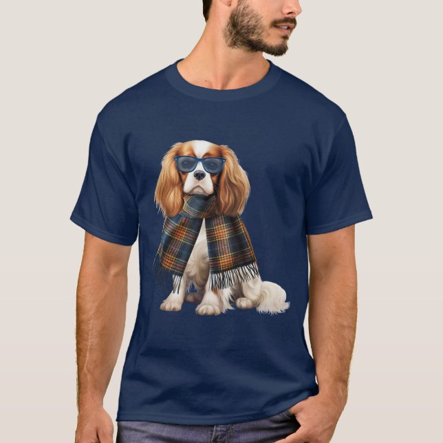 Camiseta Cavalier King Charles Styloso e Xadrez (Frente)