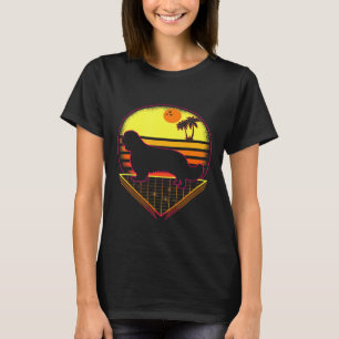 Camiseta Cavalier Retro Sunset Vintage Engraçado Cão