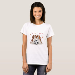 Camiseta Cavalier Spaniels with soccer ball for Valentine's