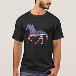 Camiseta Cavalo 4 de Julho Bandeira Americana Corrida Anima