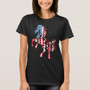 Camiseta Cavalo 4 De Julho Bandeira Americana EUA Mulheres