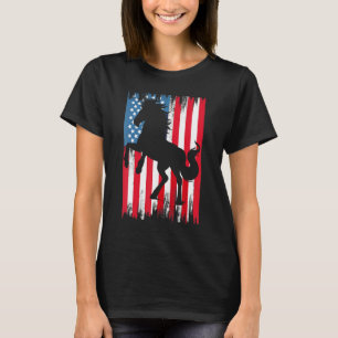 Camiseta Cavalo 4 De Julho Bandeira Americana EUA Mulheres