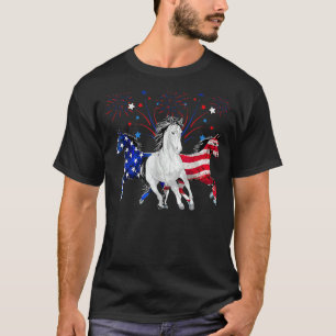 Camiseta Cavalo 4 de Julho Bandeira Patriótica Americana