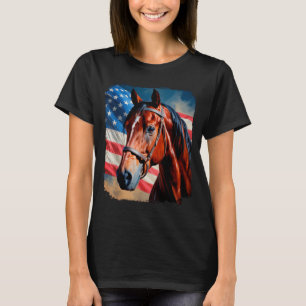 Camiseta Cavalo 4 de Julho Cavalo Patriótico Bandeira Ameri