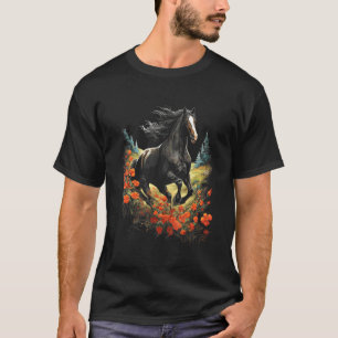Camiseta Cavalo A Galope Impressionante Em Um Prado Gráfico