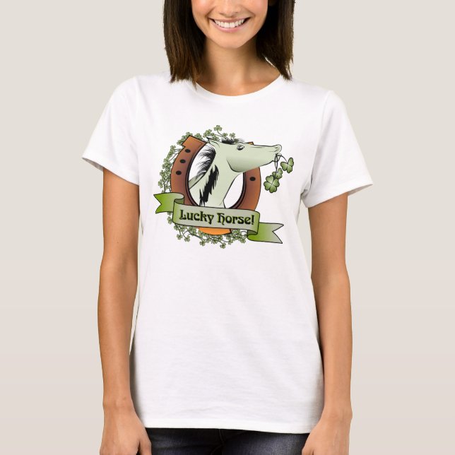 Camiseta Cavalo afortunado do dia de St Patrick (Frente)