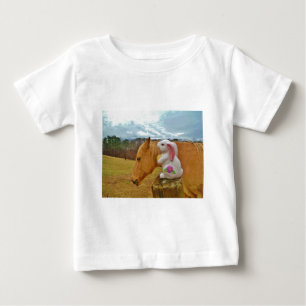 Camiseta Cavalo amarelo, coelho do primavera