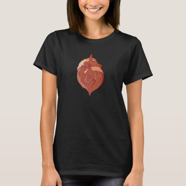 Camiseta Cavalo Amor Égua com Potro Cavaleiro Montando a Ca (Frente)