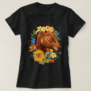 Camiseta Cavalo Animal Cavaleiro de Cavalos Primavera Flora
