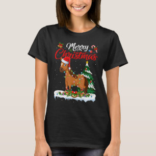 Camiseta Cavalo Animal Luzes Árvore de Natal Cavalo Santa N