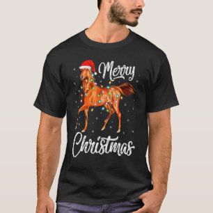 Camiseta Cavalo Animal Luzes de Natal Cavalo Santa Alegre N