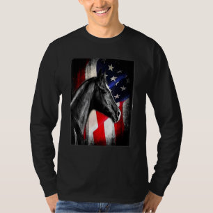 Camiseta Cavalo Anônimo Cavalo Ancorado de Bandeira America