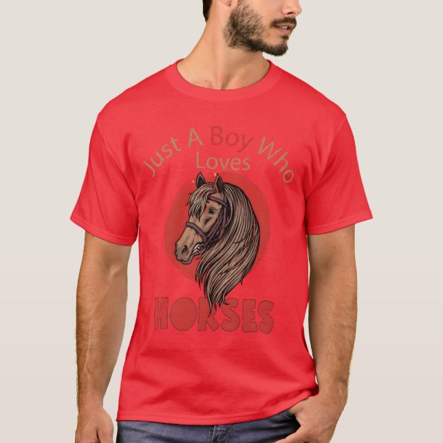 Camiseta Cavalo Apenas Um Menino Que Adora Retro Cavalo (Frente)