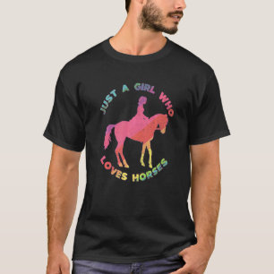 Camiseta Cavalo Apenas Uma Menina Que Ama Eques Andando De 