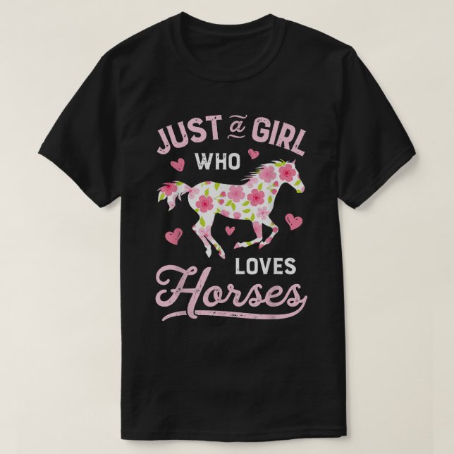 Camiseta Cavalo Apenas Uma Menina Que Ama Fazenda Andando D (Frente do Design)
