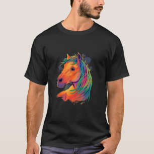 Camiseta Cavalo Aquarela Fofo Para Cavalos Colorido Estilo 