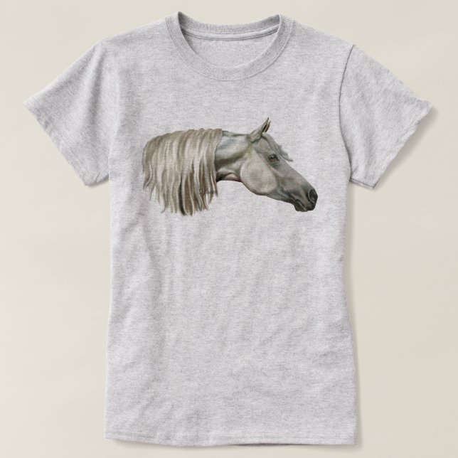 Camiseta Cavalo Árabe Cinza (Frente do Design)