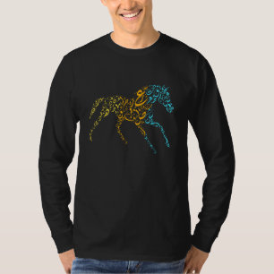 Camiseta Cavalo Árabe Colorido Caligrafia Árabe Para Cavale