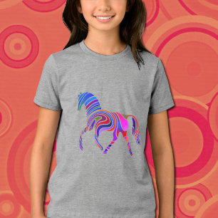 Camiseta Cavalo-arco-íris em cores psicodélicas