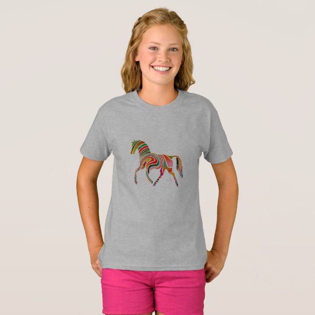 Camiseta Cavalo arco-íris em cores retrógradas - (Frente Completa)