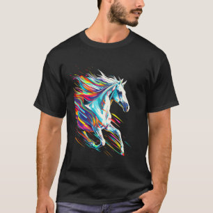 Camiseta Cavalo Arte Colorido Cavalgar Equestre Gif