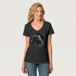 Camiseta Cavalo azul-branco em fumaça e nevoeiro nebuloso