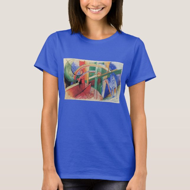Camiseta Cavalo Azul com arco-íris por Franz Marc (Frente)