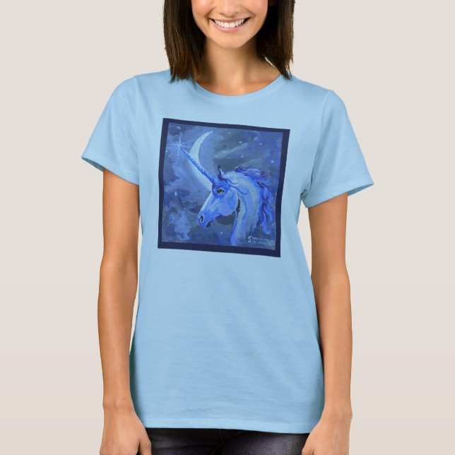 Camiseta Cavalo azul roxo lunar de Pegasus das luas dos (Frente)
