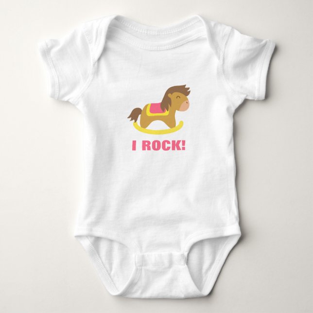 Camiseta Cavalo Balanço de Bebê, Eu Balanço, Para Bebês (Frente)
